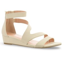 Ladies Womens Mid Wedge Heel Zip Up Gladiator Summer Strappy Sandals Shoes Size