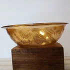 Vintage Iridescent Carnival Glass Louisa Floragold Serving Bowl 8.5 Inch