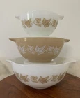 Vintage Pyrex SANDALWOOD Cinderella Bowl Set 3 PC Set (441, 442, 443)