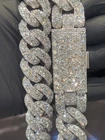 Round Cut Moissanite 1 Row 22mm x 24" Miami Cuban LINK Chain 925 Sterling Sliver