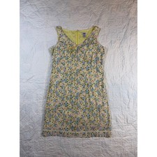 Old Navy Vtg Floral 100 Cotton V-neck Knee Length dress Sz 12 Cottage Retro