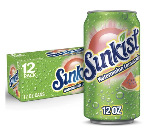 12 PACK! NEW! 2026! Sunkist Watermelon Lemonade, 12 oz, LIMITED STOCK! FREE SHIP