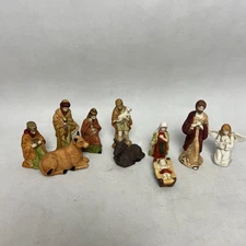 OCI Omnibus Nativity Set 10 Piece Hand Painted Ceramic Figurines Manger Wise Men