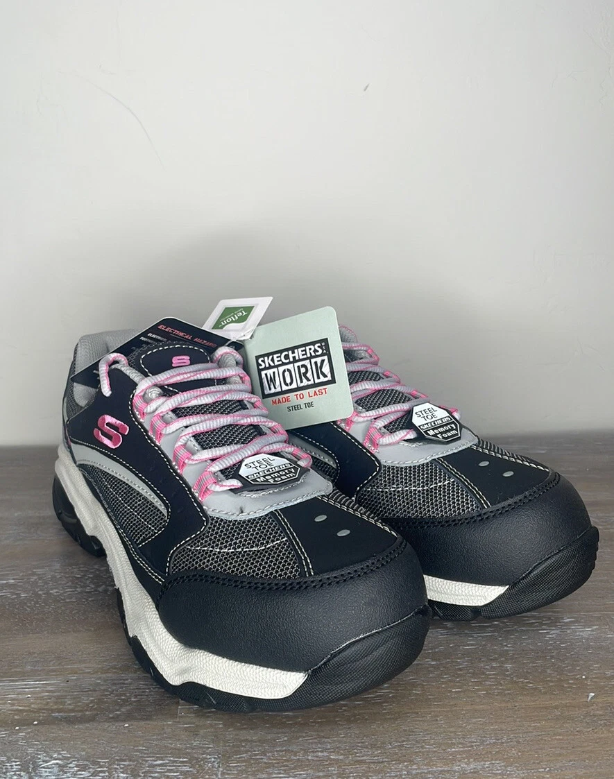 NEW IN BOX Skechers Biscoe Steel Toe Work Shoes Women s 9.5 in Black Grey