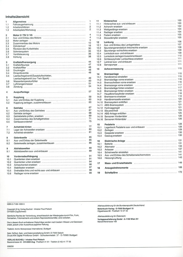 Thumbnail - Alfa Romeo 75 Twin Spark / V6 (87>) Reparaturanleitung Bucheli 1107