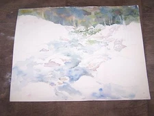 Original Watercolor By Peg Humphreys, Rocky River 16.26"x 12.25"