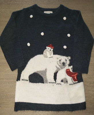 girls WINTER DRESS KNIT POLAR BEARS NEW NWOT  4/5 snow balls SO CUTE!