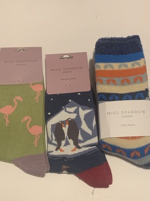 Miss Sparrow Socken Konvolut 1x Cost Socken 1x Flamingo 1x Pinguin 4-7