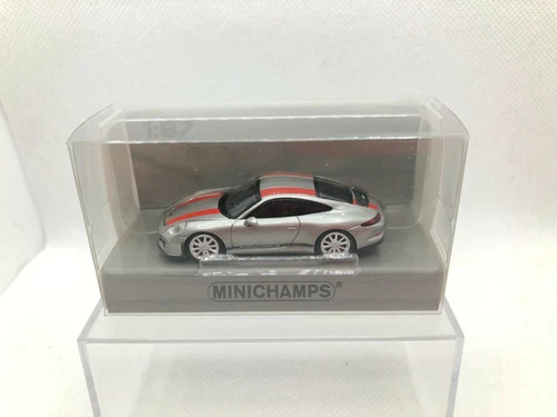 2016 MINICHAMPS 1:87 PORSCHE 911 R SILVER & RED LINES