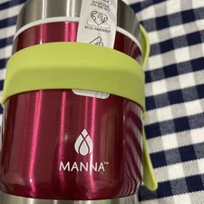 Manna Nourish 13.5 oz Burgundy Stainless Steel Food Jar W/ Spoon  Hot & Cold