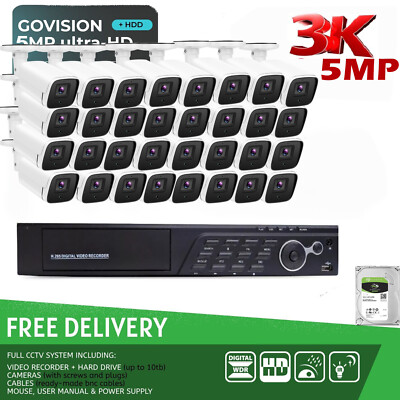 Smart 32 Kanäle 5 MP 3K Full HD Kamera Außen Nachtsicht CCTV Sicherheitssystem Kit