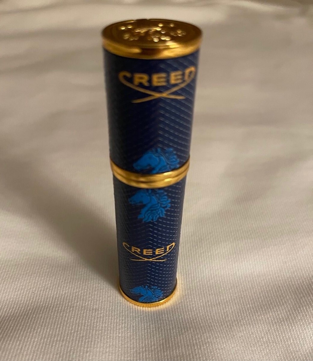 Creed Leather Travel Atomizer Blue /Gold Filled Aventus