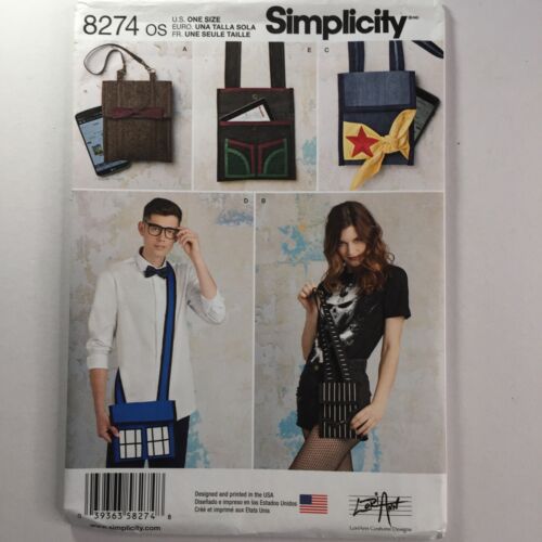 Simplicity 8274 Cross Body Bag Pouch Pocket Phone Mens Ladies New Uncut Pattern - Afbeelding 1 van 11