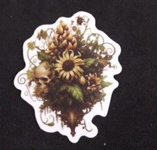 Skull  Floral Ornate Wall Bouquet Jungle Magic Sticker 2.18" x 1.78" L 
