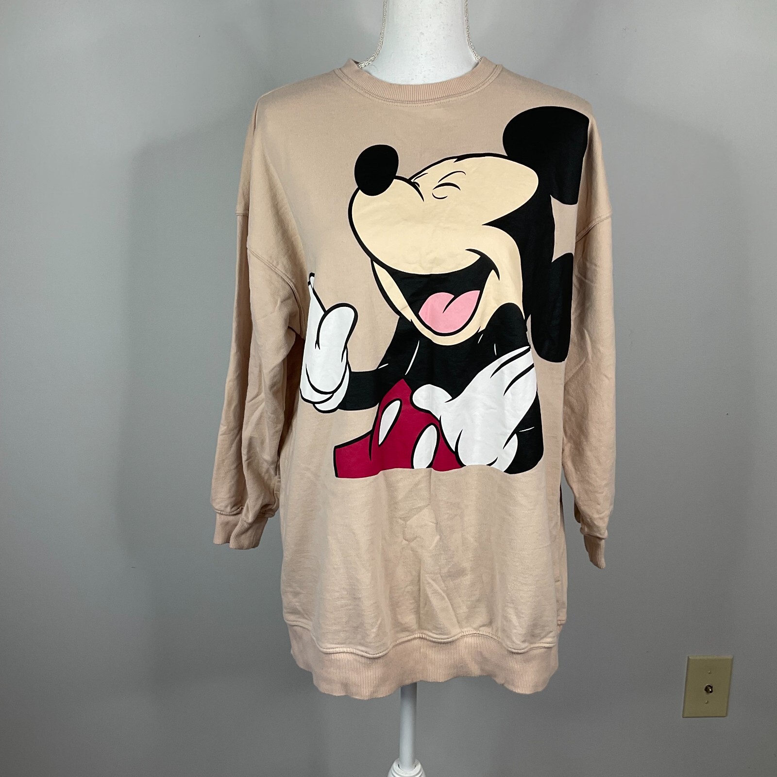Hu0026amp;M Disney Womens Sweatshirt Small Pastel Pink Oversized Mickey Mouse  Print | eBay