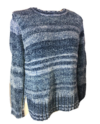 Style&Co PM NWT Chenille Tonal Blue Sweater Created For Macys