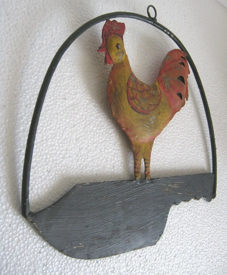 BUTCHER'S TRADE / DISPLAY ADVERTISEMENT SIGN , FRAMED ROOSTER & KNIFE .  - Image 2 of 4