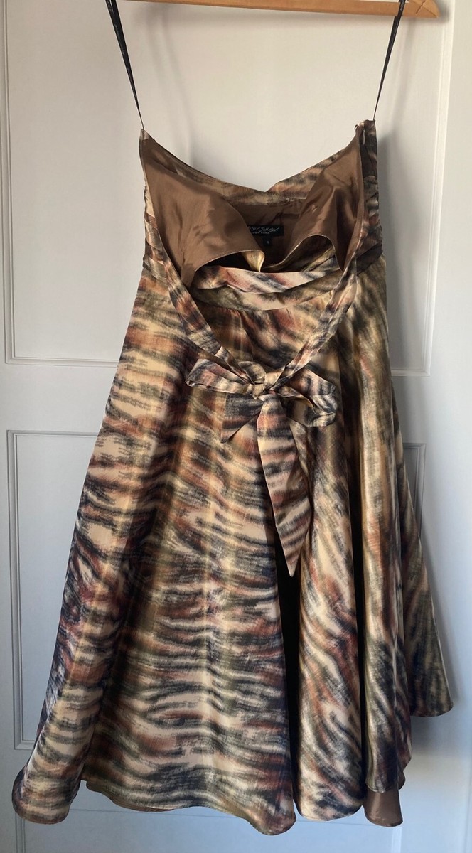 Vintage Betsey Johnson Beautiful Gold & Black Print Lined Halter Dress Size  8 | eBay