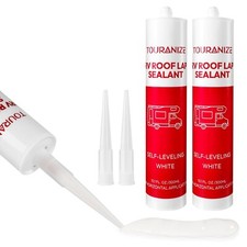 Self-Leveling RV Roof Sealant 2 Pack, RV Caulking White, Lap Sealant for Camp...