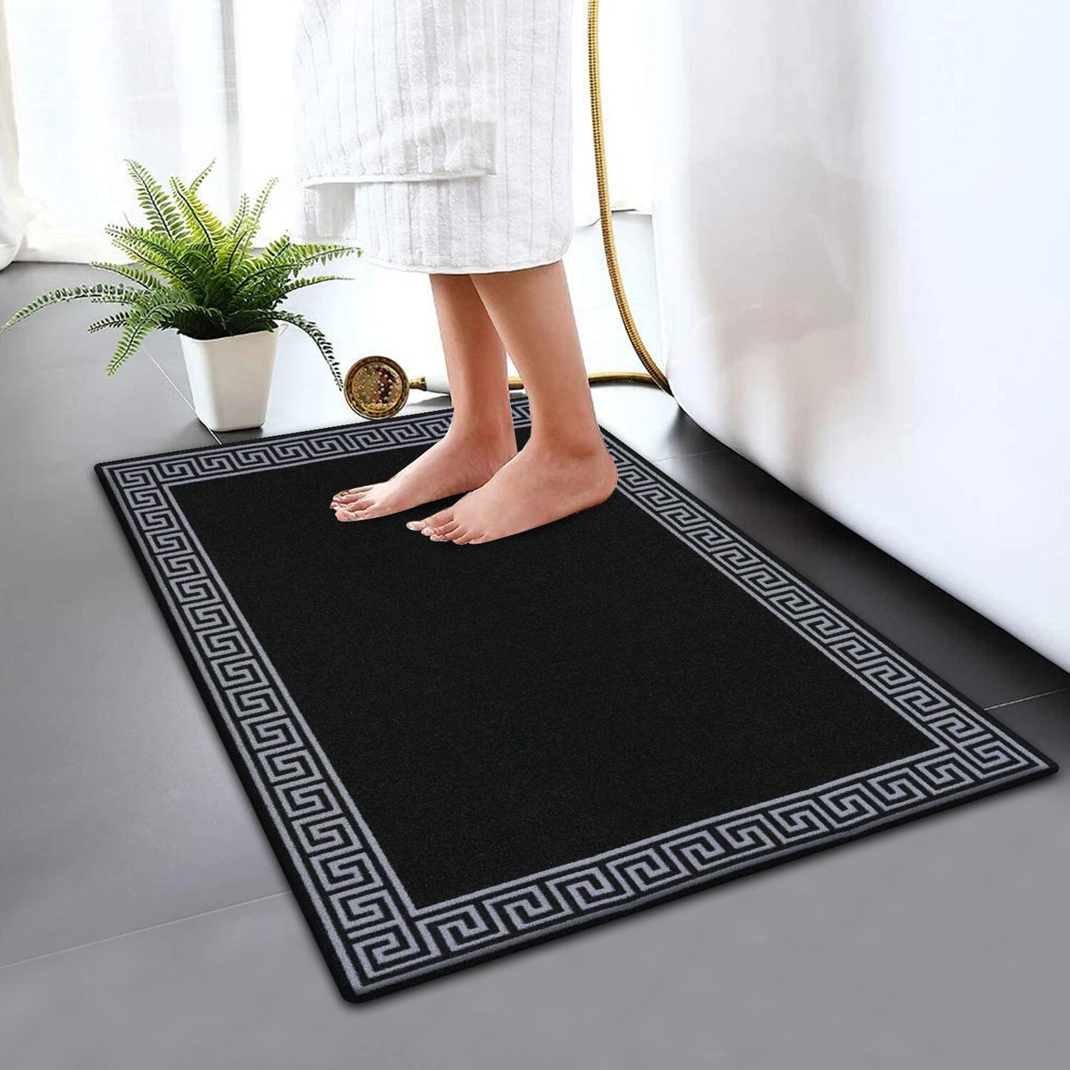 Non Slip Bath Mat Water Absorbent Toilet Pedestal Mats Small Large Bathroom  Rug