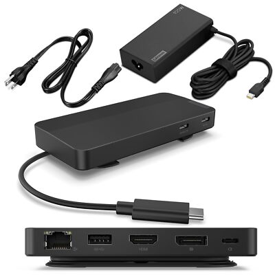 Lenovo USB C Dual Display Dock 7 Ports 4K HDMI DP 100W PD Travel Dock