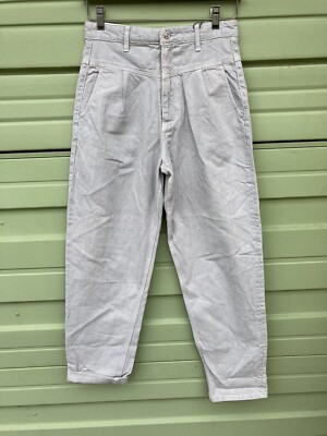 NWOT ZARA woman ICE STONE 80'S TAPERED JEANS Waist 34'' Frayed Size USA 10  5480 | eBay