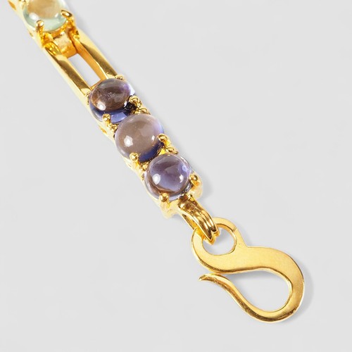 PULSERAS HECHIZANTES CABUJÓN DE TANZANITA AZUL PLATA DE LEY 925 CHAPADAS EN ORO DE 24K - Imagen 5 de 11