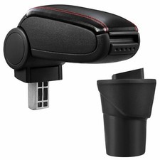 Für Micra IV K13 2010- Armlehne Mittelarmlehne Leder Bezug Schwarz Rot