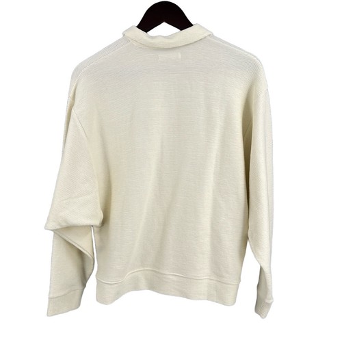 Madewell Womens Shirt Cream Ribbed Knit Long Sleeve Drop Shoulder Small New - Picture 3 of 6