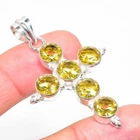 Yellow Citrine Gemstone Handmade 925 Sterling Silver Jewelry Pendant Size 2"