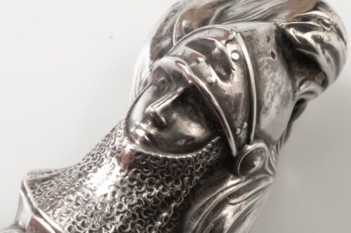 Antique 19th Century French Solid Silver Armore Figure Desk Wax Seal Stamp - Picture 5 of 6