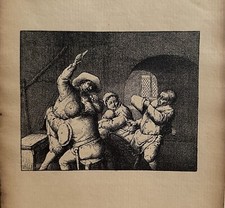 Lithograph By Adriaen Van Ostade 1648 "The Knife Blow"