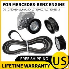 For Mercedes-Benz Engine Drive Belt Tensioner & Idler Pulley Serpentine Belt kit