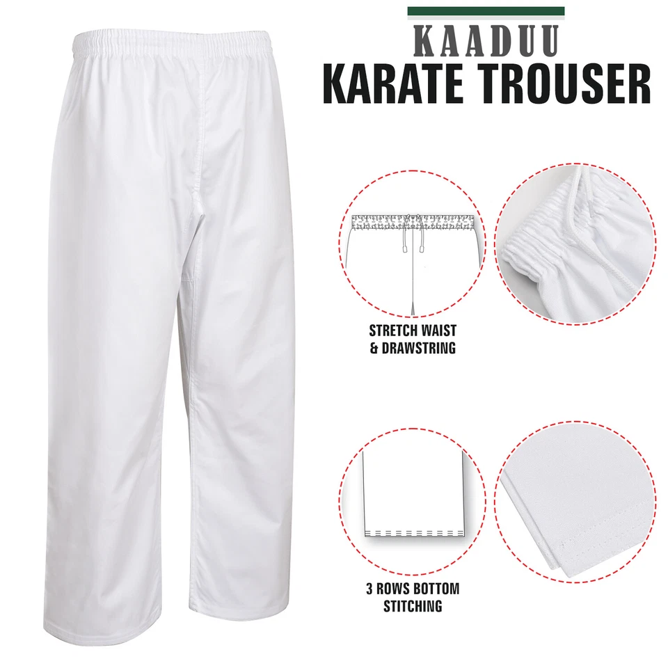 Men's Karate Gi Pants – White 8oz Karate Pants, MMA Training, Comfortable Fit - Image 2 of 4