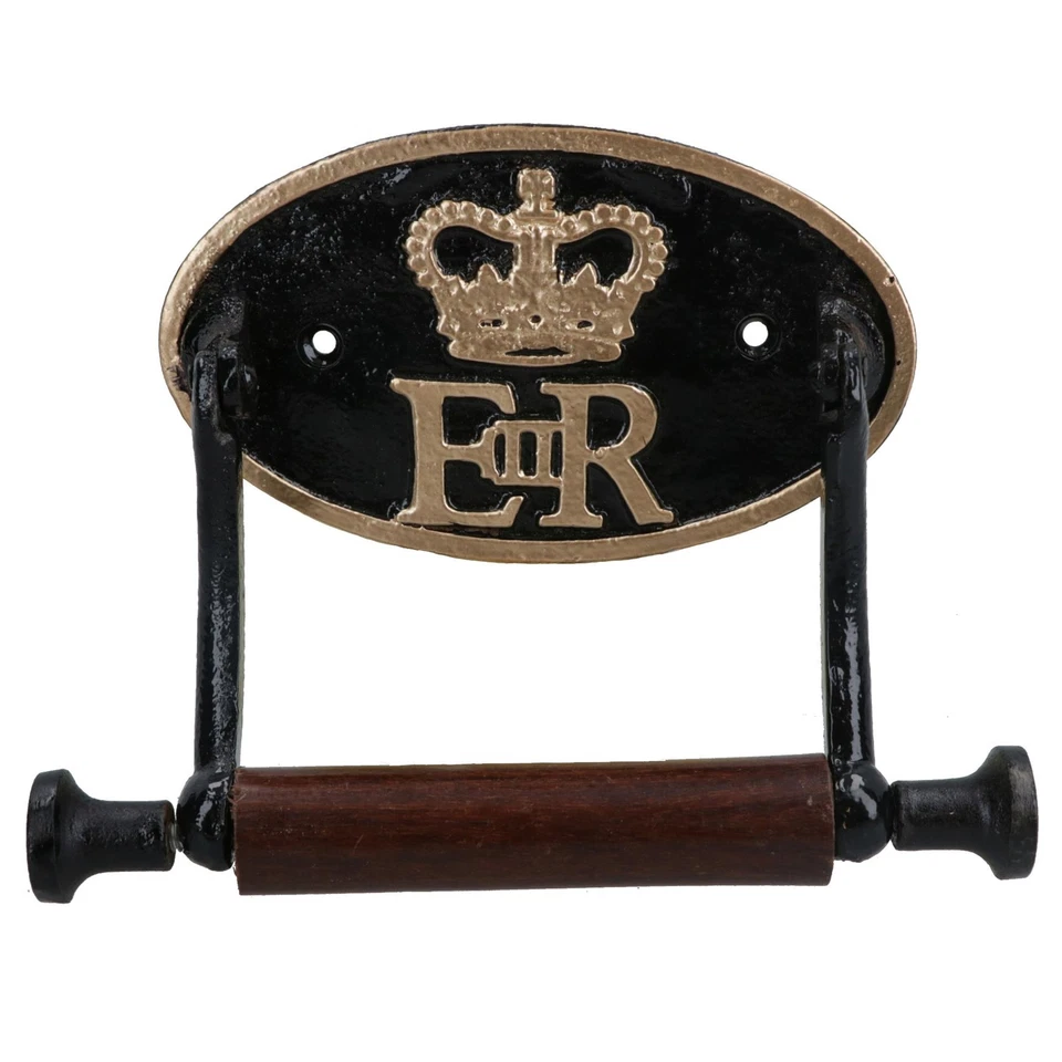 ER Royal Toilet Roll Paper Holder Antique Style Metal Loo WC Bathroom Home - Image 2 of 4