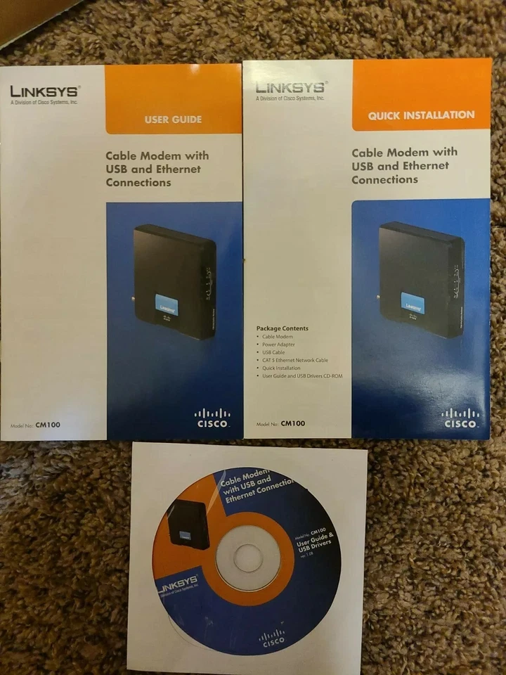 Linksys Cisco CM100 (CM100-RM) Cable Modem with USB & Ethernet Connections - Image 2 of 4