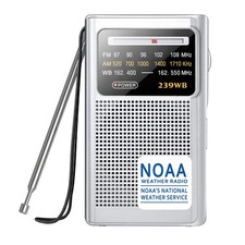 NOAA Weather Radio, AM/FM Battery Operated Transistor Portable Radio with Bes...