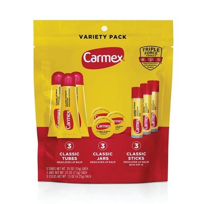 Carmex Classic Medicated Lip Balm Pack, Lip Moisturizer for Chapped Lips, 9-Coun