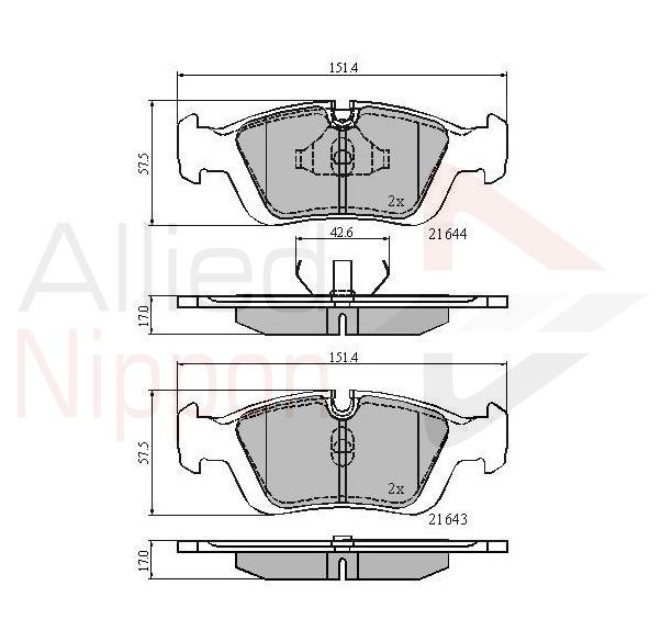 Brake Pad Set For Disc Front Fits BMW 3 Series Z3 Z4 ALLIED NIPPON ADB0513
