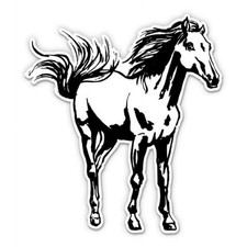 Black and White Horse Mustang Die Cut Vinyl Decal