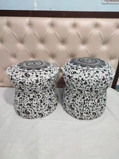 Indian Vintage Throw Mudda Cover Round Seating Pouf Cover Footstool Ottoman 18In