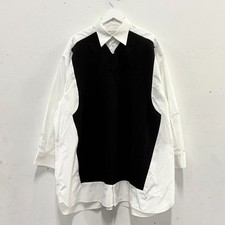 MAISON MARTIN MARGIELA AW20 White Black Knit Panel Layered Oversized Shirt Sz XS