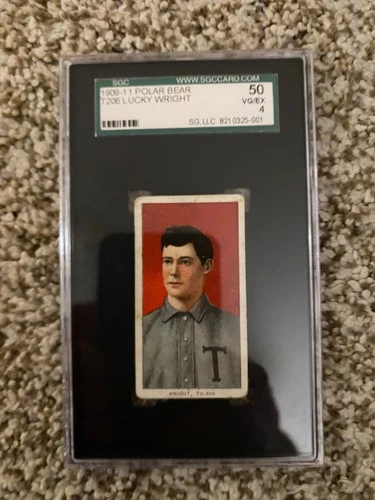 T206 Lucky Wright - Polar Bear Tobacco SGC 50 VG/EX 4