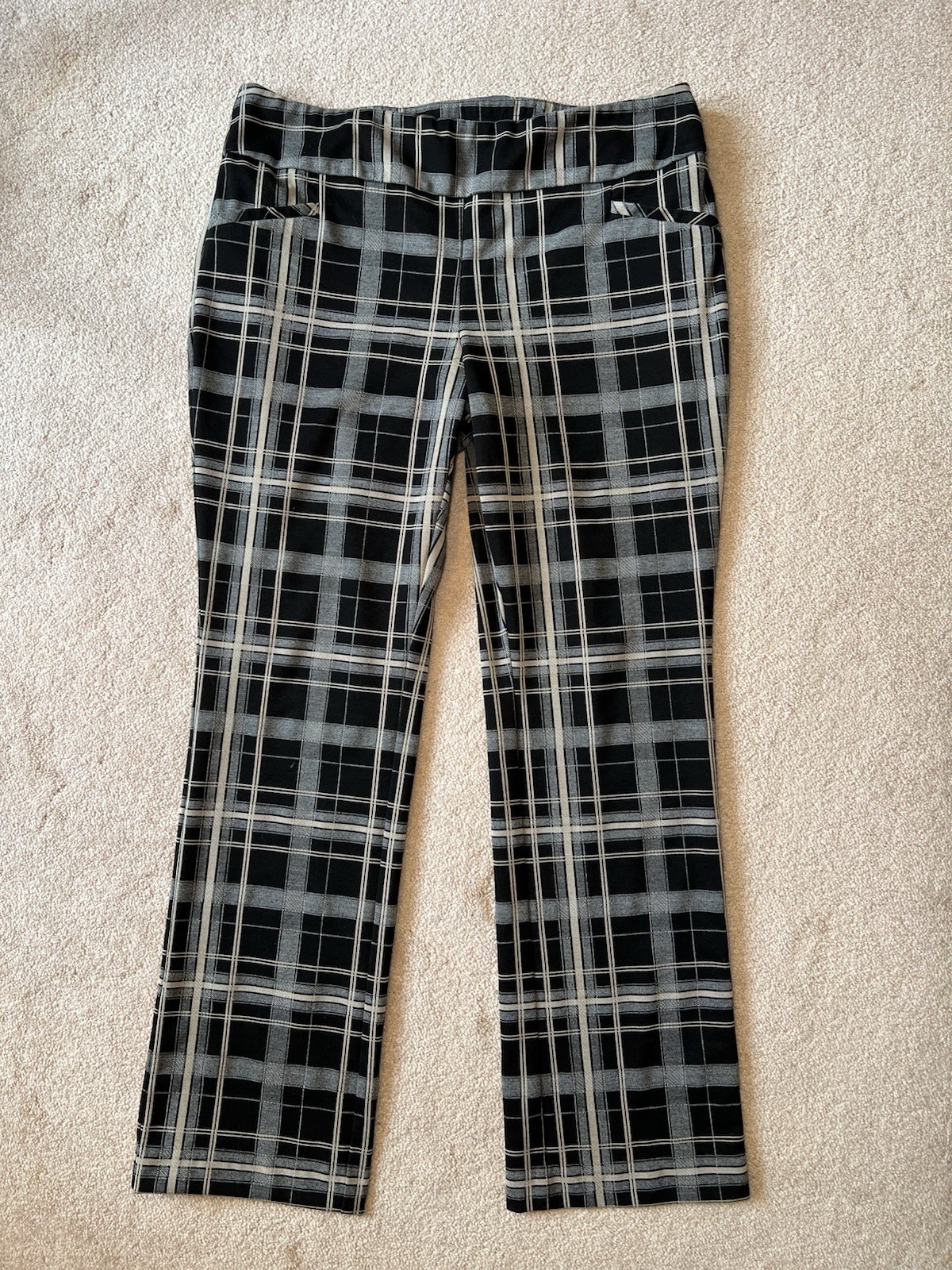 PANTS - 7th Avenue Design Studio- Knit - Black/Beige Plaid - Casual - Sz XL