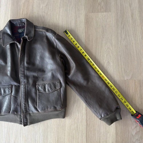 RRL Double RL Ralph Lauren Mens Leather Jacket Plaid Lined MEDIUM A-2 reference image 5