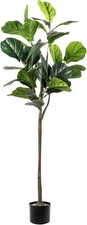 Artificial Fiddle Leaf Fig Tree, 5FT Faux Ficus Lyrata Plant Tall Fake Tree