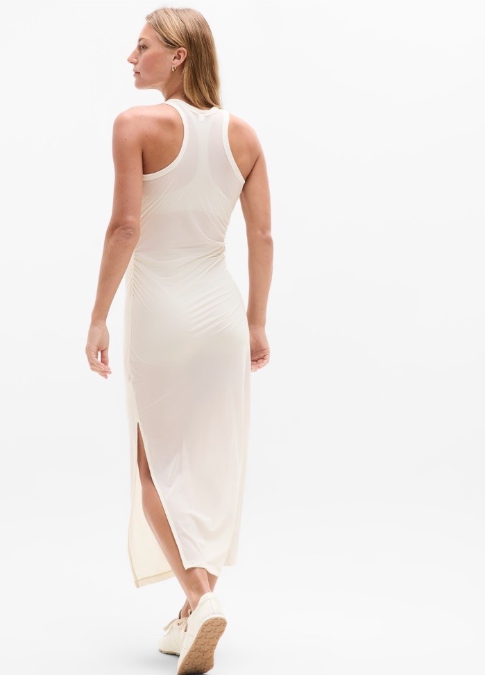 sweater midi dress Beige Ribbed Long Sleeve Sweater Midi Dress