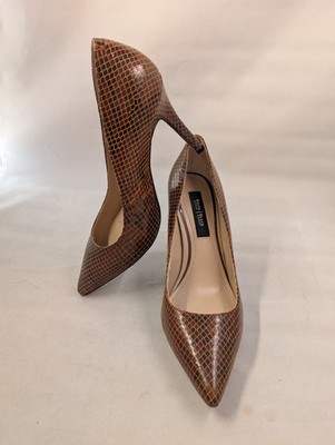 White House Black Market Olivia Whisky Pumps 6.5M Brown Snake Print Heels Shoes