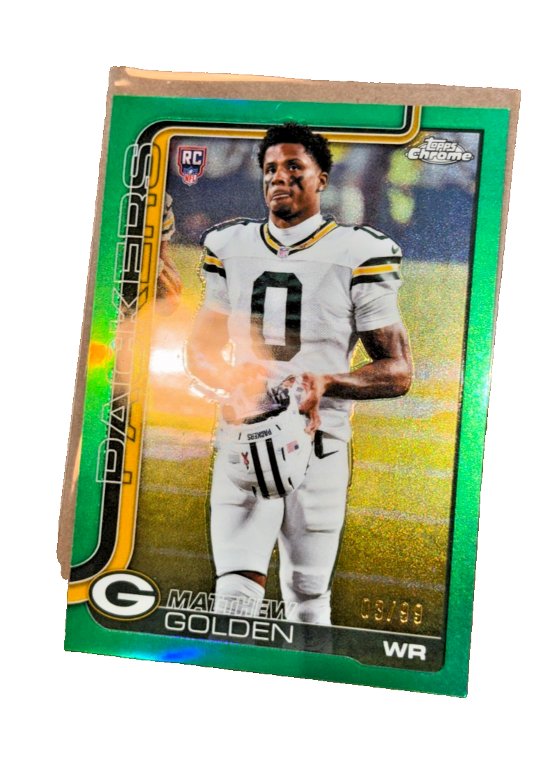 2025 Topps Chrome Football Matthew Golden Packers Green Image