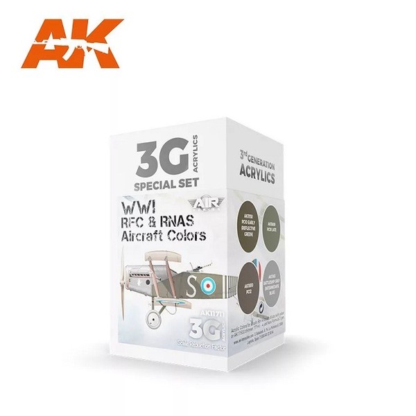 Ak Interactive AK11711 - Wwi Rfc & Rnas. British Aircraft Colors Set 3G 4X17Ml-image